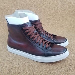 Studio Belvedere Mens Antique Brown Leather High-Top Shoes JAY 9 D Sneakers